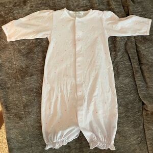 NWOT Kissy Kissy pink/white stripe convertible gown with bears/hearts (size sm)